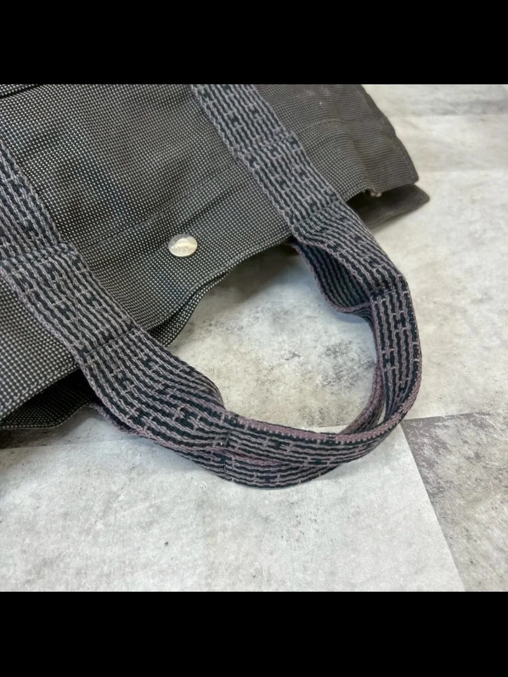 Hermes Black Canvas Weekender Tote
